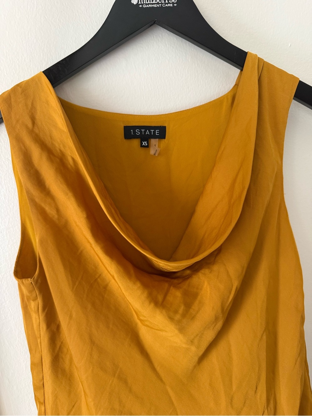 1.STATE Mustard Cowl-Neck Sleeveless Tank